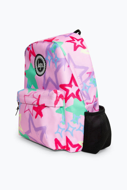 HYPE PINK GRAFFITI STARS BADGE BACKPACK.