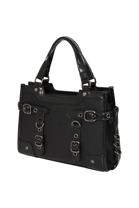 Black Black Ledger Satchel Bag