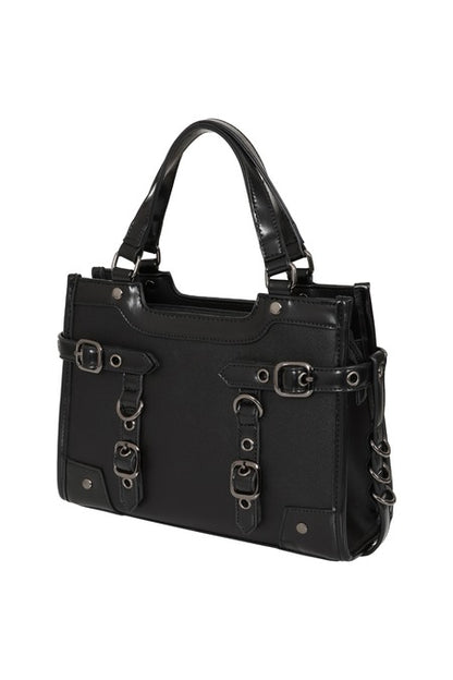 Black Black Ledger Satchel Bag