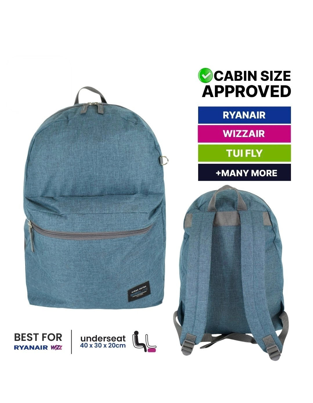 40x30x20cm Ryanair Free Cabin Bag Backpack Airline Approved Hand Luggage Travel