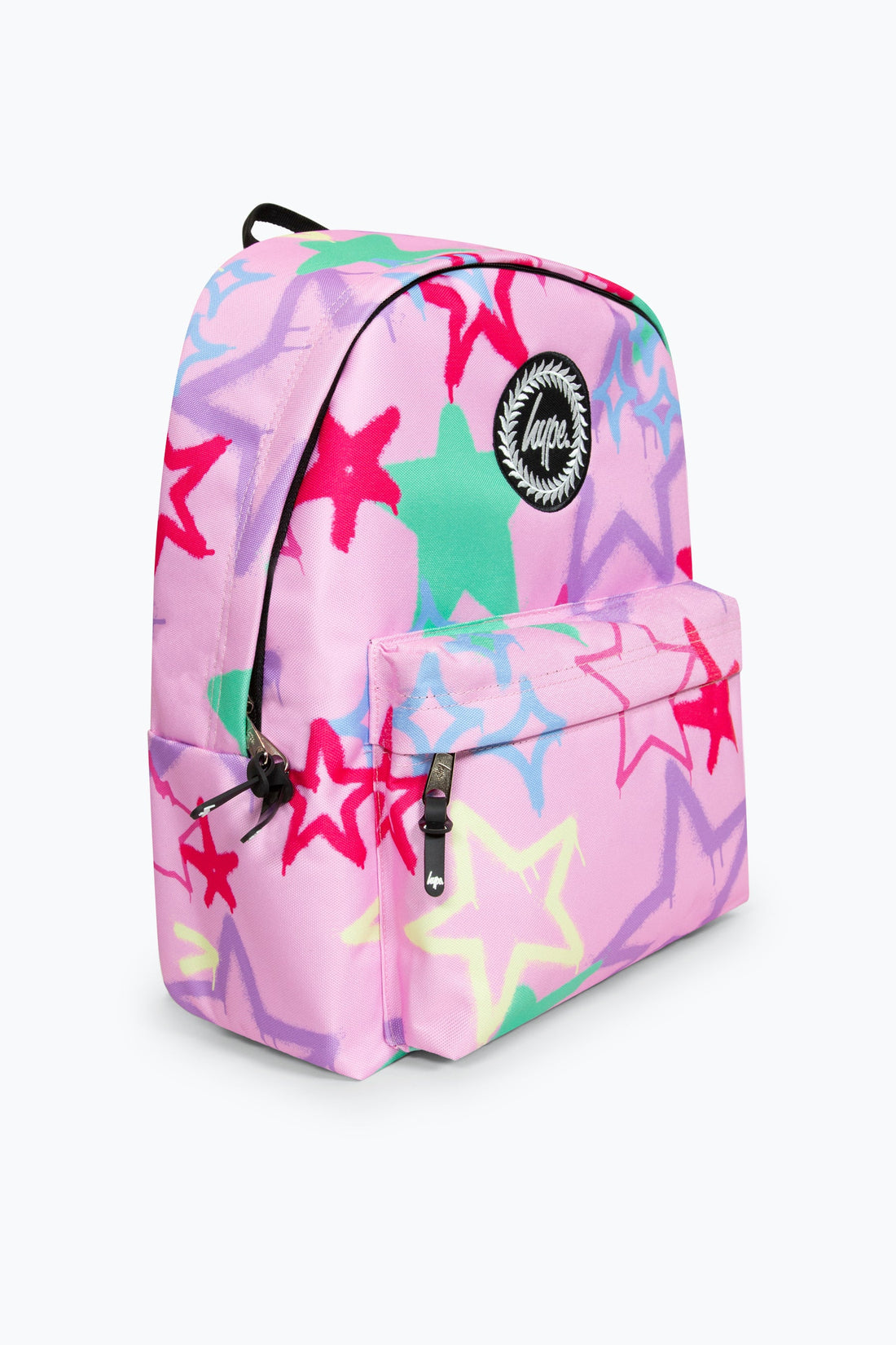 HYPE PINK GRAFFITI STARS BADGE BACKPACK.