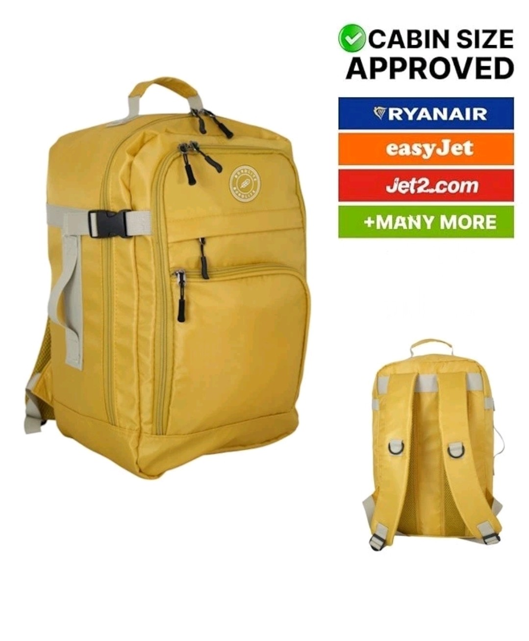 RYANAIR 40x20x25 Underseat Backpack Cabin Bag Nylon Travel Rucksack EasyJet.