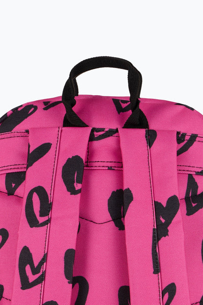 Hype Unisex Pink/Black Glitter Scribble Hearts Backpack