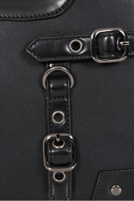 Black Black Ledger Satchel Bag