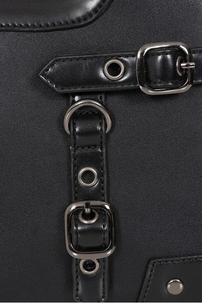 Black Black Ledger Satchel Bag