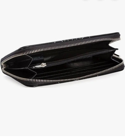 Glitched Black Monster Purse Graphic Smiley Face Banned Apparel Zip Around Long Wallet