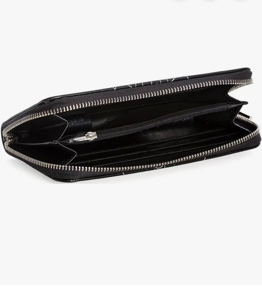 Glitched Black Monster Purse Graphic Smiley Face Banned Apparel Zip Around Long Wallet