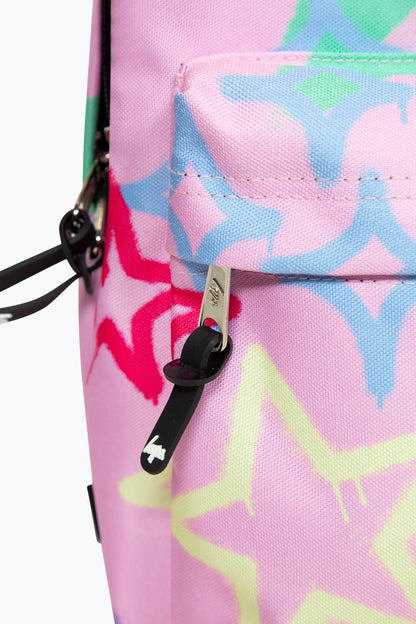 HYPE PINK GRAFFITI STARS BADGE BACKPACK.