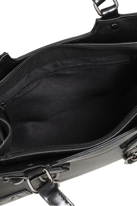 Black Black Ledger Satchel Bag