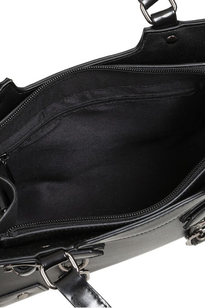 Black Black Ledger Satchel Bag