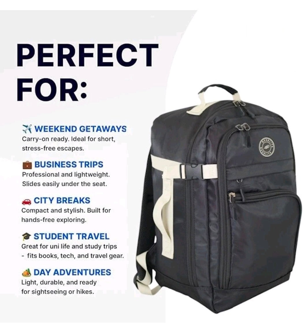 RYANAIR 40x20x25 Underseat Backpack Cabin Bag Nylon Travel Rucksack EasyJet.