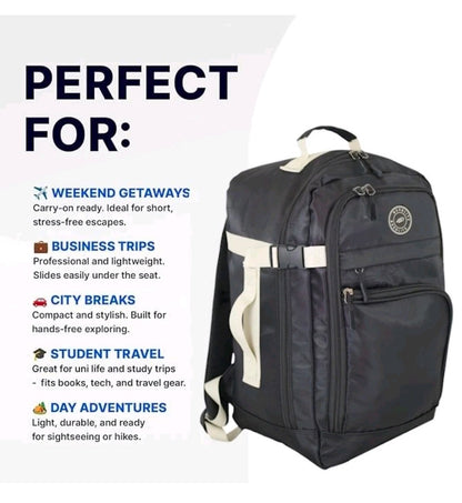 RYANAIR 40x20x25 Underseat Backpack Cabin Bag Nylon Travel Rucksack EasyJet.