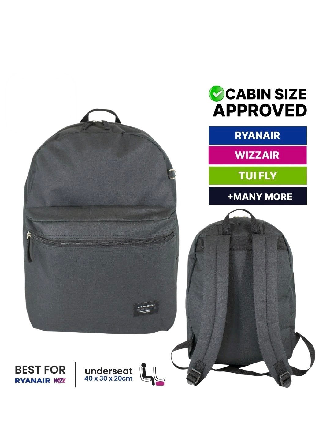 40x30x20cm Ryanair Free Cabin Bag Backpack Airline Approved Hand Luggage Travel