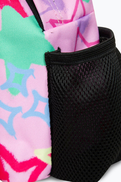 HYPE PINK GRAFFITI STARS BADGE BACKPACK.