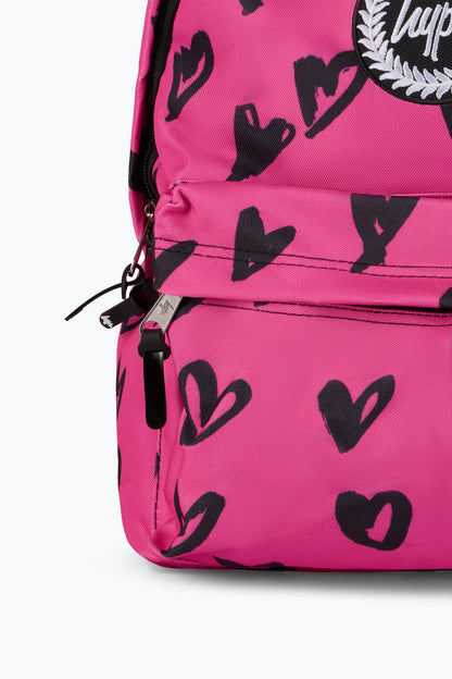 Hype Unisex Pink/Black Glitter Scribble Hearts Backpack