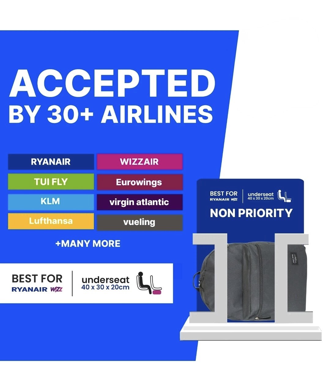 40x30x20cm Ryanair Free Cabin Bag Backpack Airline Approved Hand Luggage Travel