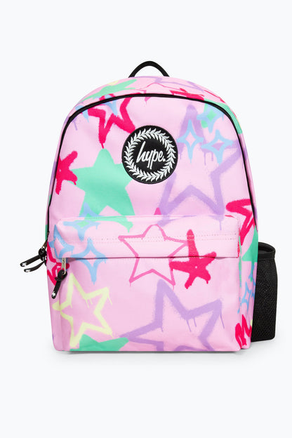 HYPE PINK GRAFFITI STARS BADGE BACKPACK.