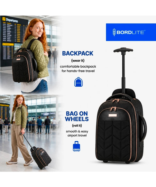 Ryanair Free Underseat Wheeled Bag 40x25x20cm 2in1 Backpack Trolley Holdall
