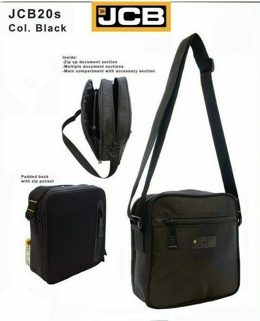 Small JCB Black Messenger Bag Waterproof Cross Body Shoulder Utility Travel Work